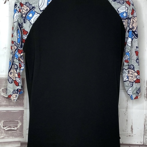 LuLaRoe Randy Black Uncle Sam 4 of July Raglan Baseball Tee Shirt Top XL X Large - Picture 8 of 8